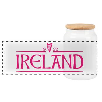 Ireland - Irland - Ire - irisch - Harfe - Panorama Keksdose mit Holzdeckel - Weiß - Vorne