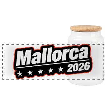 Mallorca 2026 - Panoramic Cookie Jar with Wooden Lid - white - Front