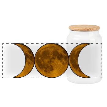 Triple Moon Wicca - Goddess in Gold - Panoramic Cookie Jar with Wooden Lid - white - Front