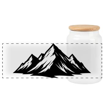 Mountains symbolism - Panoramic Cookie Jar with Wooden Lid - white - Front