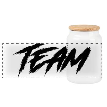 Team - Panorama Keksdose mit Holzdeckel - Weiß - Vorne