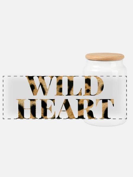 Wild Heart Leopard Print Shirt - Panorama Keksdose mit Holzdeckel - Weiß