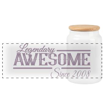 Legendary 18th Birthday Vintage Vintage 2008 - Panoramic Cookie Jar with Wooden Lid - white - Front
