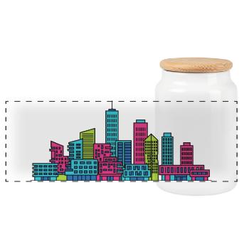Rotterdam City Skyline Erasmus Bridge Kunst - Panorama Keksdose mit Holzdeckel - Weiß - Vorne