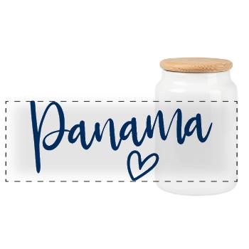 Panama Heart Women's Love Panama - Panorama Keksdose mit Holzdeckel - Weiß - Vorne