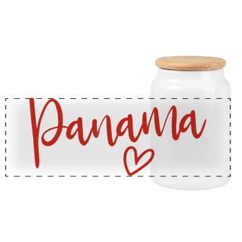 Panama Heart Women's Love Panama - Panorama Keksdose mit Holzdeckel - Weiß - Vorne
