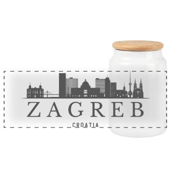 Zagreb, Serbien, Zagrebs Skyline - Panorama Keksdose mit Holzdeckel - Weiß - Vorne