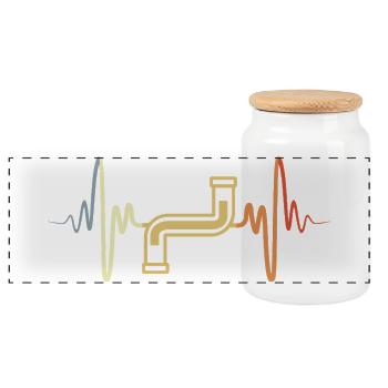 Pipeline Heart Line - Panoramic Cookie Jar with Wooden Lid - white - Front