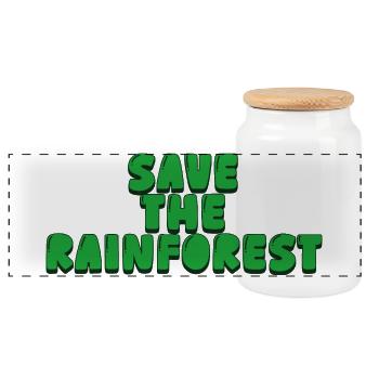 save the rainforest - Panorama Keksdose mit Holzdeckel - Weiß - Vorne