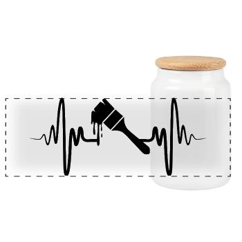 Painter's brushes - Panoramic Cookie Jar with Wooden Lid - white - Front