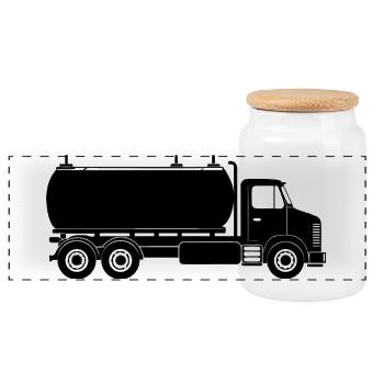 Camion-citerne - Boîte à biscuits avec couvercle en bois - blanc - Devant