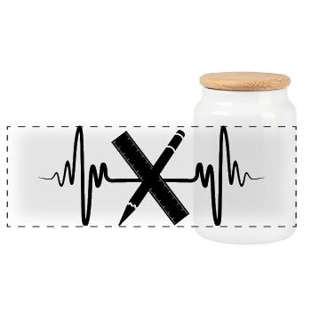 Architecture Heart Line - Panoramic Cookie Jar with Wooden Lid - white - Front