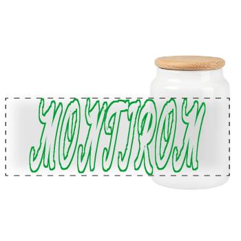 Montirom text - Panoramic Cookie Jar with Wooden Lid - white - Front