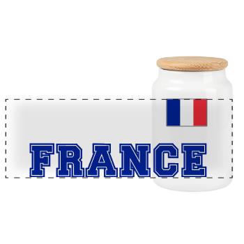 Frankreich Trikot Look - FRANCE mit Fahne Flagge - Panorama Keksdose mit Holzdeckel - Weiß - Vorne
