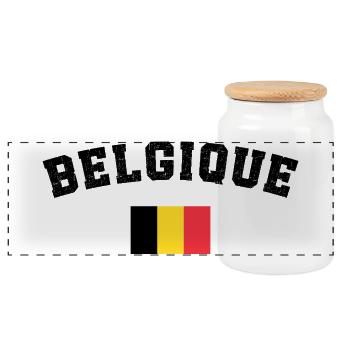 Drapeau de la Belgique équipe de belgique  - Boîte à biscuits avec couvercle en bois - blanc - Devant