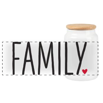 Famille ❤️ – Un design de texte aimé - Boîte à biscuits avec couvercle en bois - blanc - Devant