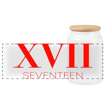 17th Birthday Gift Idea - Panoramic Cookie Jar with Wooden Lid - white - Front