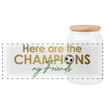 here_are_the_champions - Panoramic Cookie Jar with Wooden Lid - white - Front