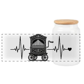 Battement de cœur d’orgue à baril – Pour les vrais fans de vielle à roue - Boîte à biscuits avec couvercle en bois - blanc - Devant