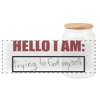 Hello I am - Panorama Keksdose mit Holzdeckel - Weiß - Vorne