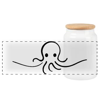 Oktopus One Line niedliches Meeresmotiv - Panorama Keksdose mit Holzdeckel - Weiß - Vorne