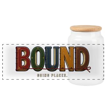 BOUND – Going Places | A book play on words - Panoramic Cookie Jar with Wooden Lid - white - Front