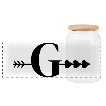 Letter g arrow heart - Panoramic Cookie Jar with Wooden Lid - white - Front