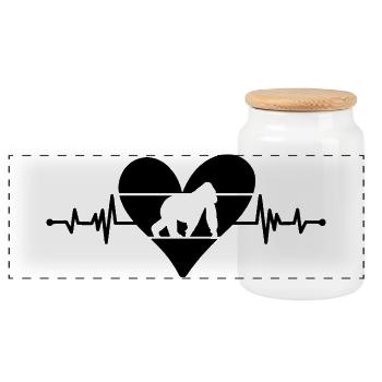 Monkey Heartbeat Heart - Panoramic Cookie Jar with Wooden Lid - white - Front