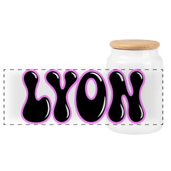 Lyon Retro Groovy Black & Pink Contour - Panorama Keksdose mit Holzdeckel - Weiß - Vorne