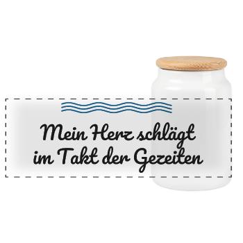 Mein Herz schlägt im Takt der Gezeiten - Panorama Keksdose mit Holzdeckel - Weiß - Vorne