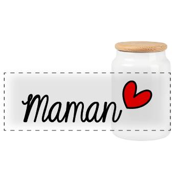 FÊTE DES MÈRES. BONNE FÊTE MAMAN. MAMAN. JE T'AIME - Boîte à biscuits avec couvercle en bois - blanc - Devant