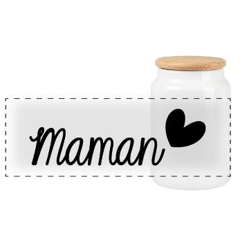 MAMAN. FÊTE DES MÈRES. BONNE FÊTE MAMAN. JE T'AIME - Boîte à biscuits avec couvercle en bois - blanc - Devant