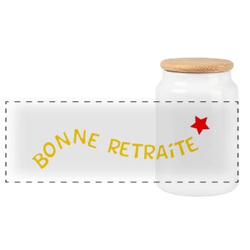 RETRAITE. BONNE RETRAITE. JOYEUSE RETRAITE - Boîte à biscuits avec couvercle en bois - blanc - Devant