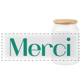 MERCI. MAÎTRESSE. MAÎTRE. MERCI MAÎTRESSE - Boîte à biscuits avec couvercle en bois - blanc - Devant