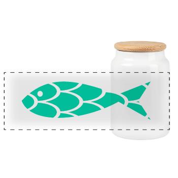SARDINE. FISH. APRIL FOOL. EASTER. SEA - Panoramic Cookie Jar with Wooden Lid - white - Front