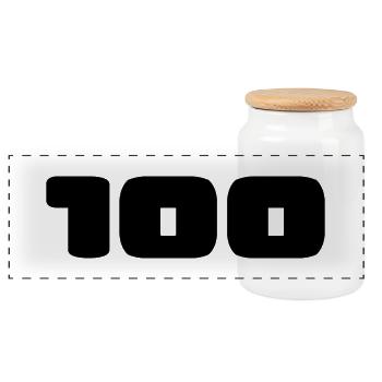 100. 100 JAHRE. 100-JÄHRIGES JUBILÄUM. 100. GEBURTSTAG - Panorama Keksdose mit Holzdeckel - Weiß - Vorne