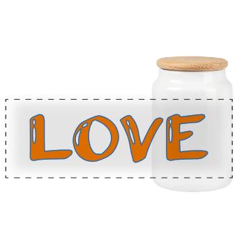 SAINT VALENTINE. bachelorette party. I LOVE YOU. I LOVE YOU. LOVE - Panoramic Cookie Jar with Wooden Lid - white - Front