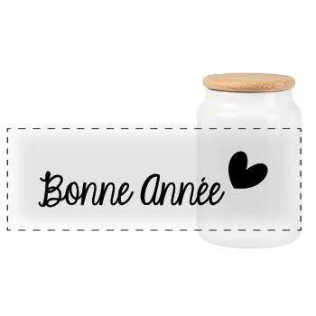BONNE ANNEE. SAINT SYLVESTRE. NOUVELLE ANNÉE - Boîte à biscuits avec couvercle en bois - blanc - Devant
