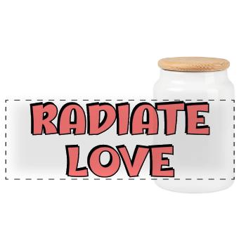 Radiate Love Red Typography - Panoramic Cookie Jar with Wooden Lid - white - Front