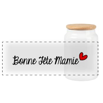 BONNE FÊTE MAMIE. SUPER MAMIE. MAMIE. MERE - Boîte à biscuits avec couvercle en bois - blanc - Devant