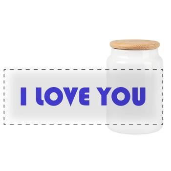 ICH LIEBE DICH. HEILIGER VALENTINSTAG. Junggesellinnenabschied. ICH LIEBE DICH. ICH LIEBE - Panorama Keksdose mit Holzdeckel - Weiß - Vorne
