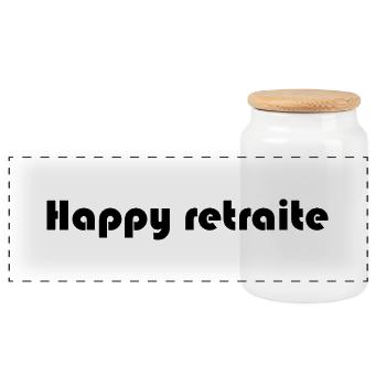 RETIREMENT. RETIREMENT. RETIRED. RETIREMENT. - Panoramic Cookie Jar with Wooden Lid - white - Front