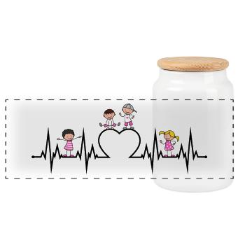 Herzschlag Herz EKG Kinder Liebe Erzieher Beruf - Panorama Keksdose mit Holzdeckel - Weiß - Vorne