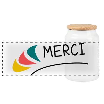 MISTRESS. THANK YOU. THANK YOU MISTRESS - Panoramic Cookie Jar with Wooden Lid - white - Front