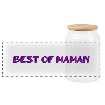 MOM. MOTHERS' DAY. HAPPY BIRTHDAY MOM - Panoramic Cookie Jar with Wooden Lid - white - Front