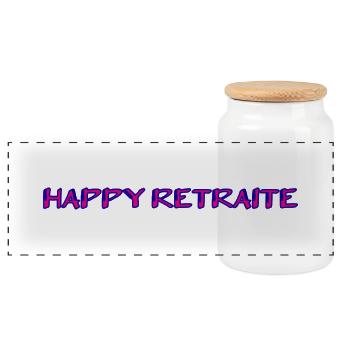 RETRAITE. RETRAITE. RETRAITEE. RETRAITE - Boîte à biscuits avec couvercle en bois - blanc - Devant