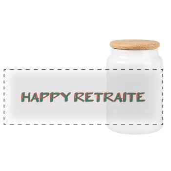RETIREMENT. RETIREMENT. RETIRED. SENIOR. GRANNY. GRANDPA - Panoramic Cookie Jar with Wooden Lid - white - Front