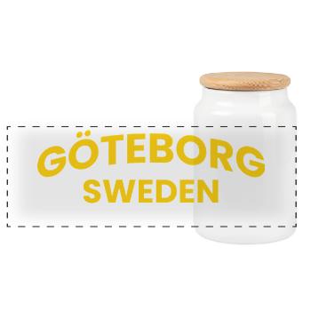 GÖTEBORG Sweden Arc Text - Panoramic Cookie Jar with Wooden Lid - white - Front
