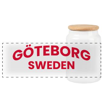 Gothenburg's Red Typography - Panoramic Cookie Jar with Wooden Lid - white - Front