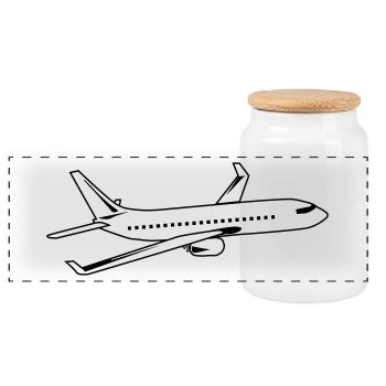 Flugzeug - Panorama Keksdose mit Holzdeckel - Weiß - Vorne